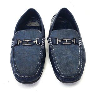 Mecca Men's Blue Driving Shoes Loafers Horse Bit Buckle Leather ME-9018 10.5
